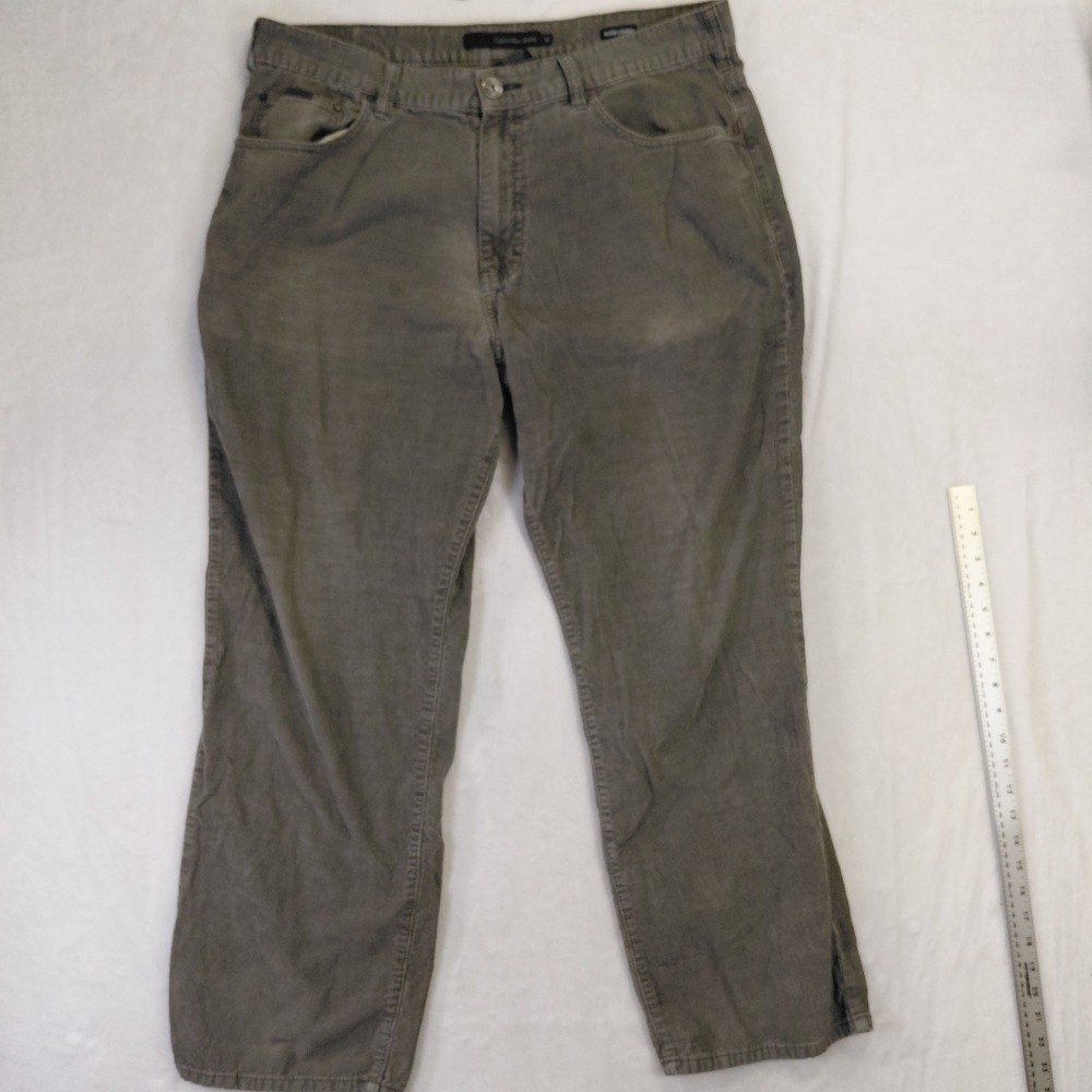 Calvin Klein Jeans Mens Grey Relaxed Straight Corduroy‎ Pants Distressed 38x28